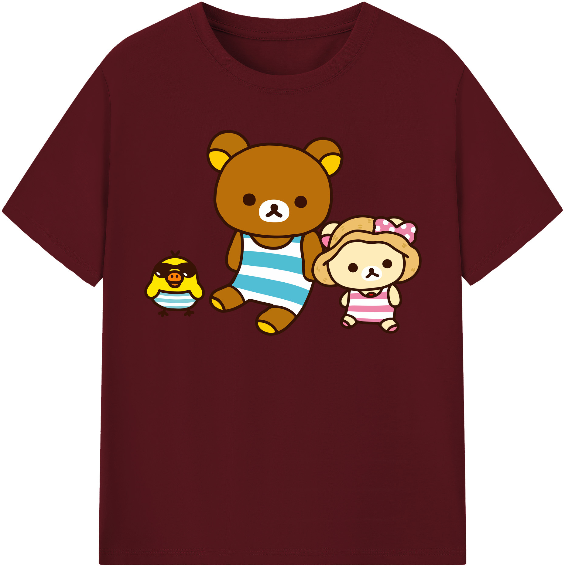 （画像用） リラックマ リラックマ キイロイトリ Rilakkuma Korilakkuma Kiiroitori 綿100％半袖Tシャツ（フロントプリント）
